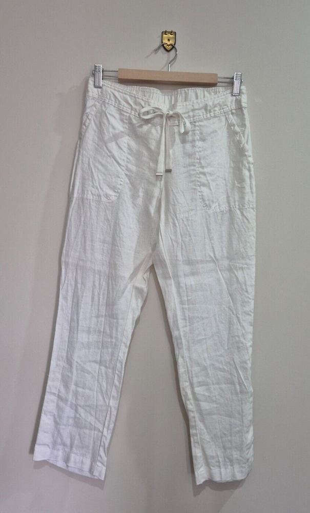 White Linen Drawstring Pants with 4 Pockets Size 8 Target Collection