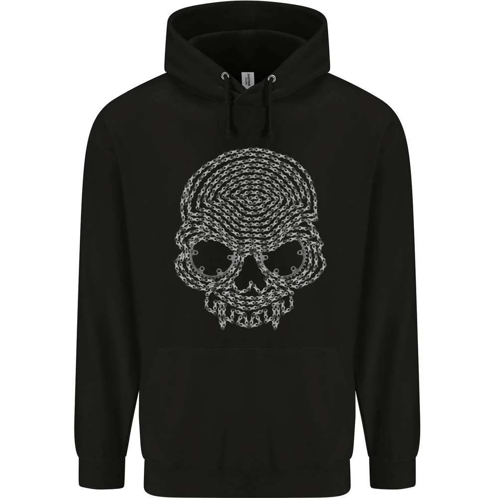 Skull of Chains Biker Motorcycle Motorbike Mens 80% Cotton Hoodie