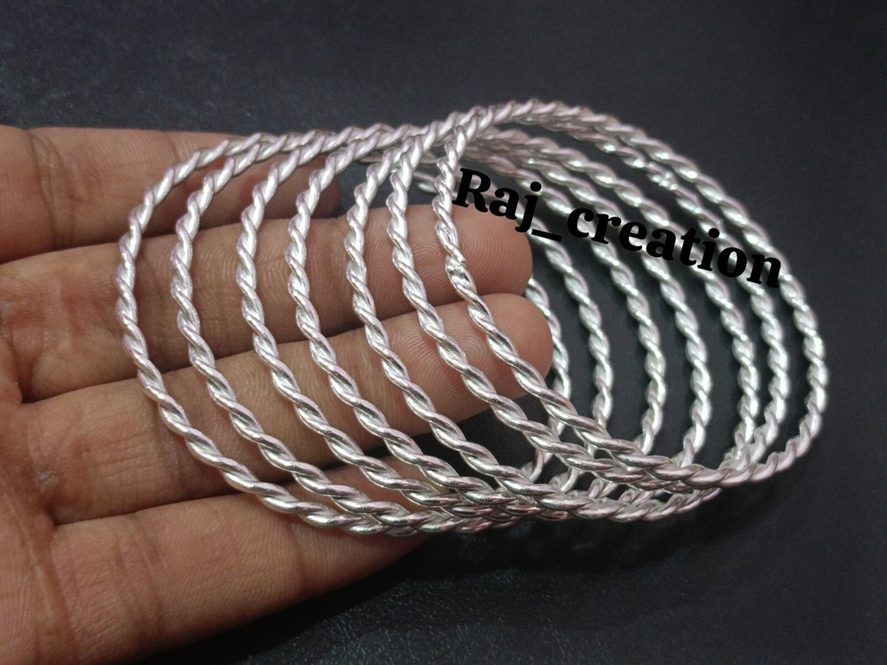 7 Set Of Silver Bangles 925 Sterling Silver Solid Bracelet Handmade Women