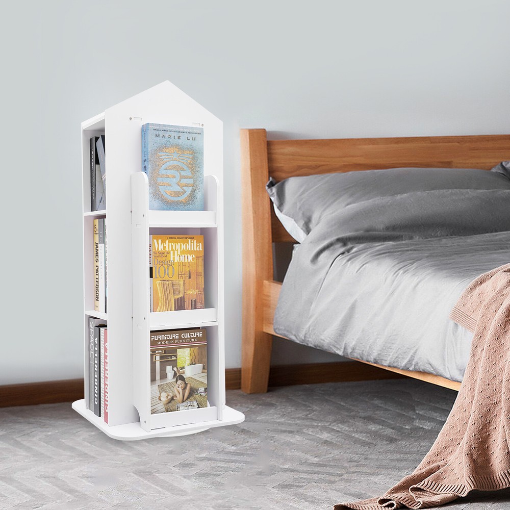 3-Tier Spinning Kids Bookshelf for 360° Storage and Display