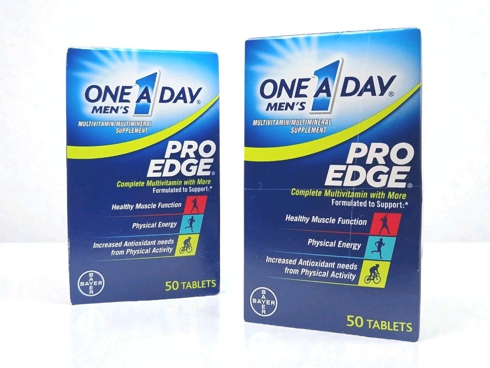 One A Day Men’s Pro Edge Multivitamin 50 Tablets 2 Pack Set - New