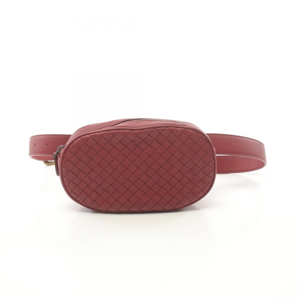BOTTEGA VENETA Intrecciato Leather Red Waist Belt Bag Pre-Owned