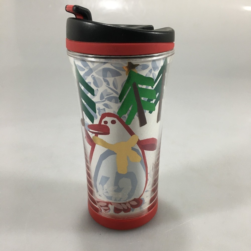 Starbucks Penguin Snowman Skiing Winter Holiday 8 oz Travel Tumbler 2007