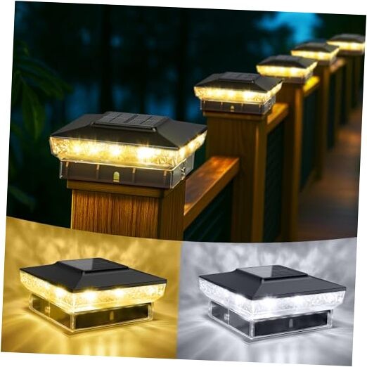 Upgraded Black Solar Post Cap Lights 12-Pack for Outdoor Deck Fence