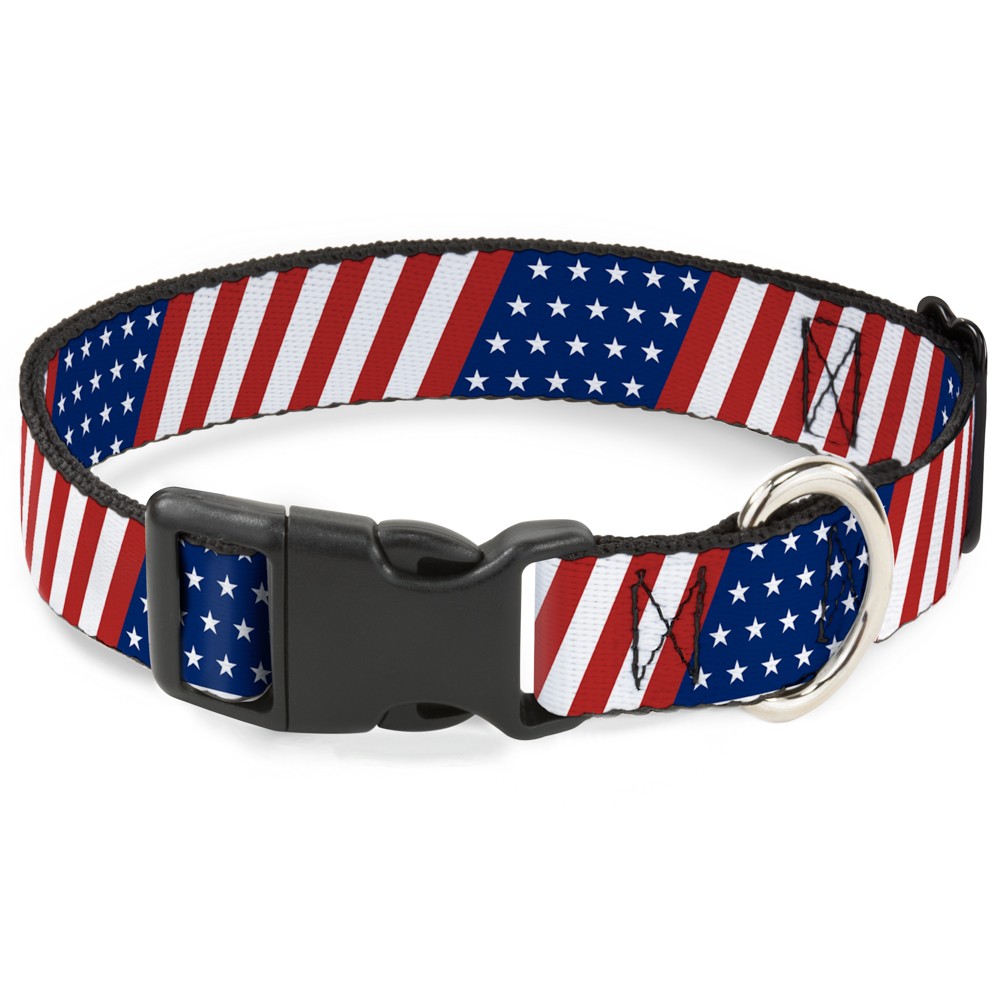 Plastic Clip Collar American Flag Diagonal Large 15-24