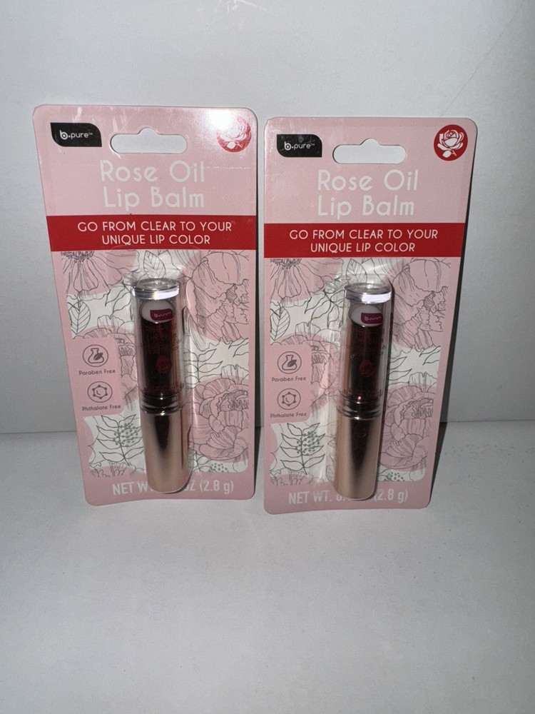 B Pure Tinted Rose Oil Lip Balm Color Changing PH Adapting *SPECIAL* Lot of 2