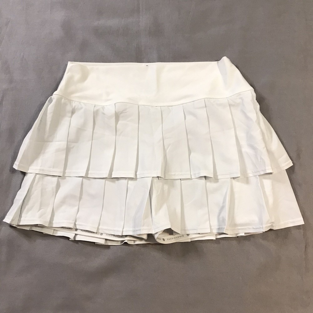 Faye Florie Womens XL White Pleated Tennis Skort with Built-In Shorts