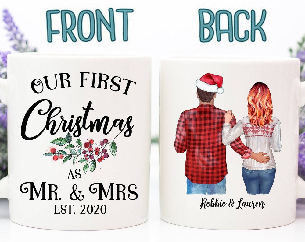 Custom Coffee Mug Our First Christmas Mr & Mrs Gift Personalized Couple Gift