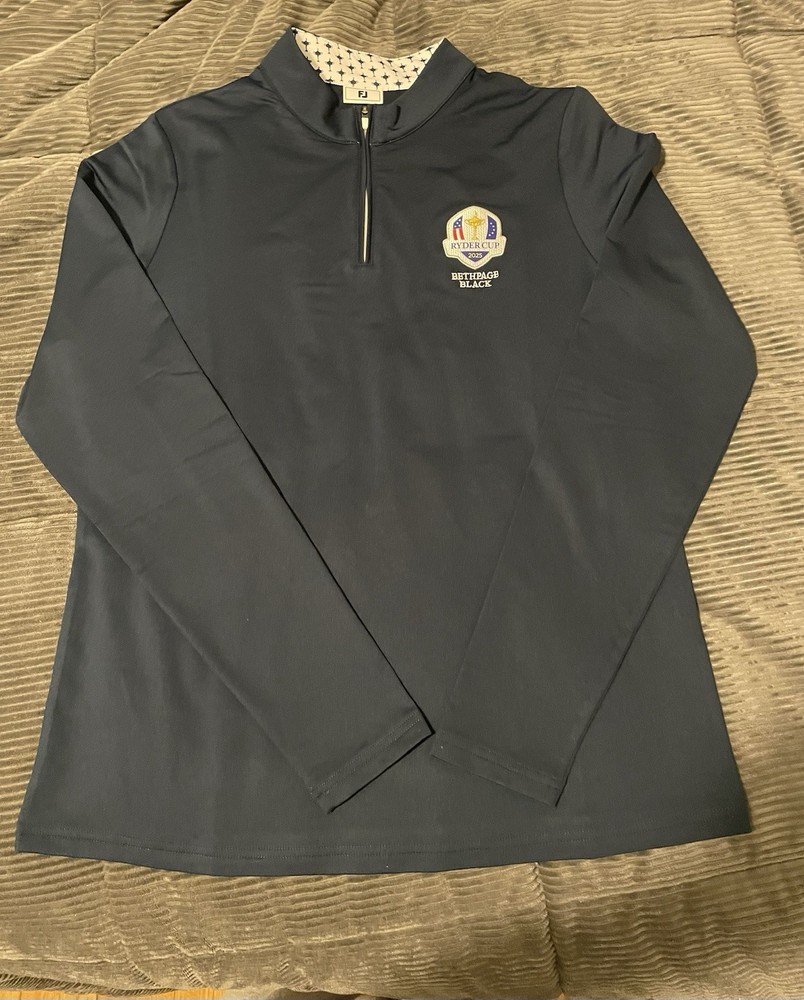 2025 Ryder Cup FootJoy 1/4 Zip Pullover Size M “Bethpage Black” Navy Blue FJ