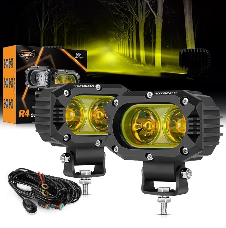 Auxbeam 4 Inch 60W LED Amber Fog Lights for Offroad Driving