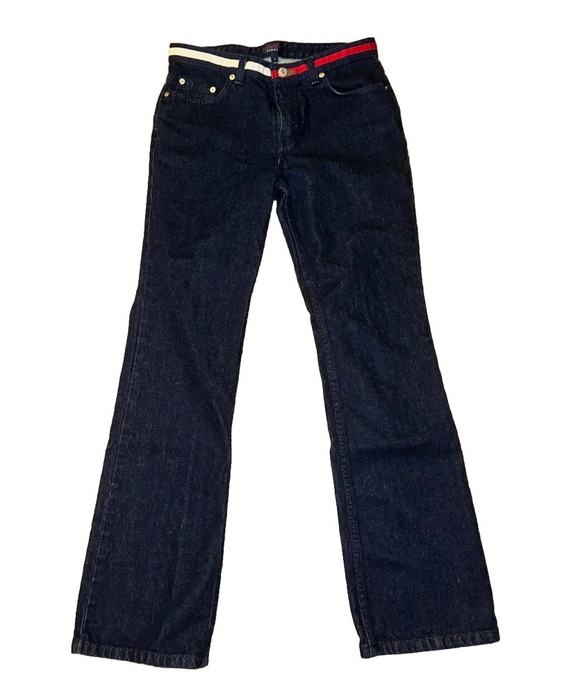 Tommy Hilfiger Flag Hipster Flare Jeans Womens 7 Denim Blue Vintage Y2K
