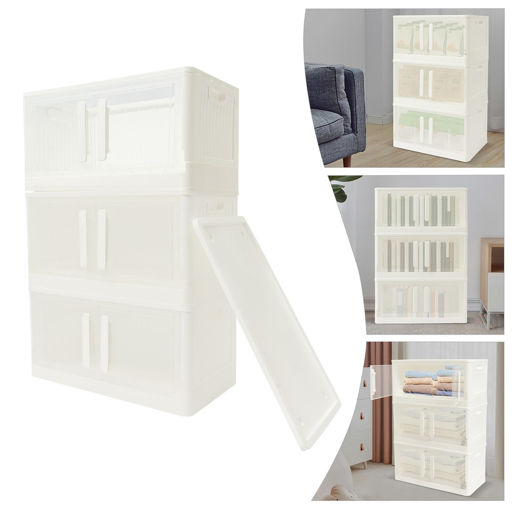 3-Tier Stackable Storage Cabinet with Lids & Wheels for Organizing