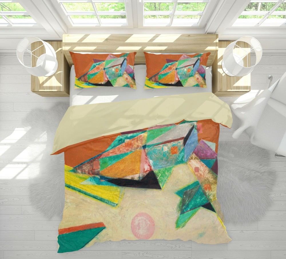 3D Orange Triangle A046 Bed Pillowcases Quilt Duvet Cover Allan P Zoe