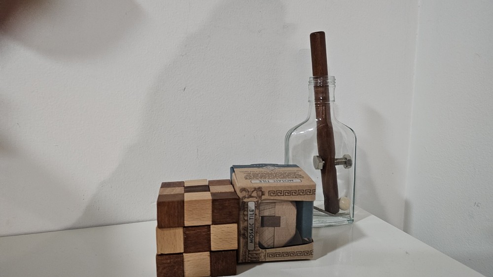 Small Wooden 3D Puzzle Lot Brain Teaser Fidget Gift Set Thrift Christmas Sale-image