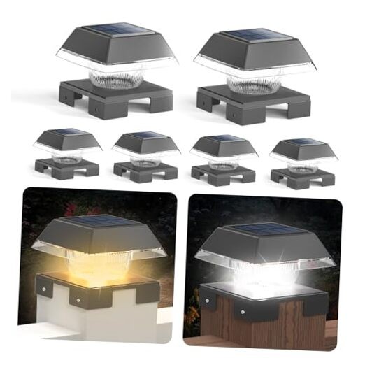 4x4 Solar Post Cap Lights Outdoor Waterproof 6 Pack Black for Fence Deck  
