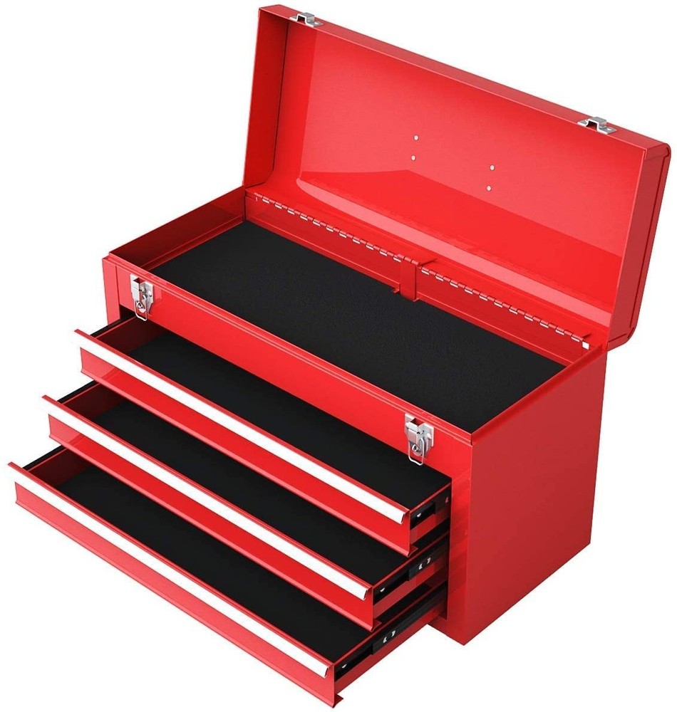 IRONMAX 3-Drawer Lockable Steel Portable Tool Chest with Top Tray