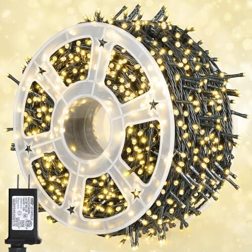 164Ft 500 LED Christmas Lights, Waterproof 8 Twinkle with 164FT Warm White