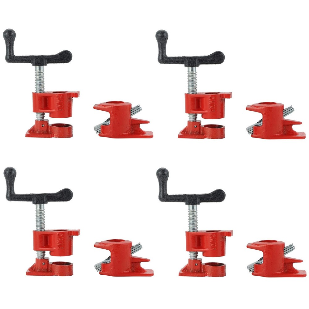 4-Pack Heavy Duty Cast Iron Quick Release Wood Gluing Pipe Clamp Set