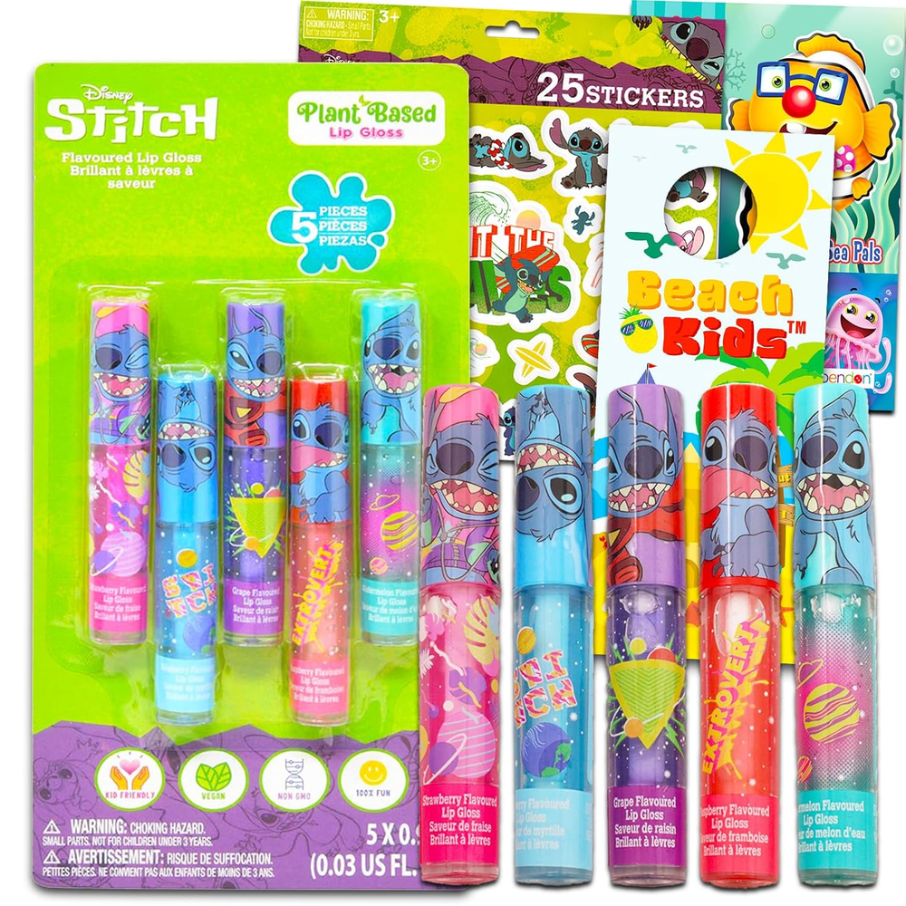 Stitch Lip Gloss Bundle 5 Pack Assorted Flavors for Girls