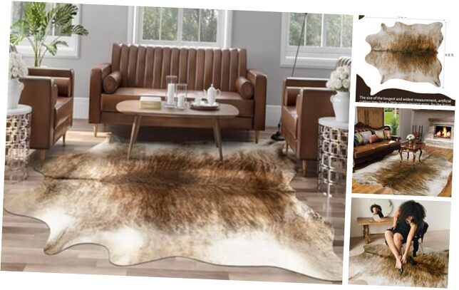 Western Decor Faux Fur Cowhide Rug, 4.6 x Medium - 62