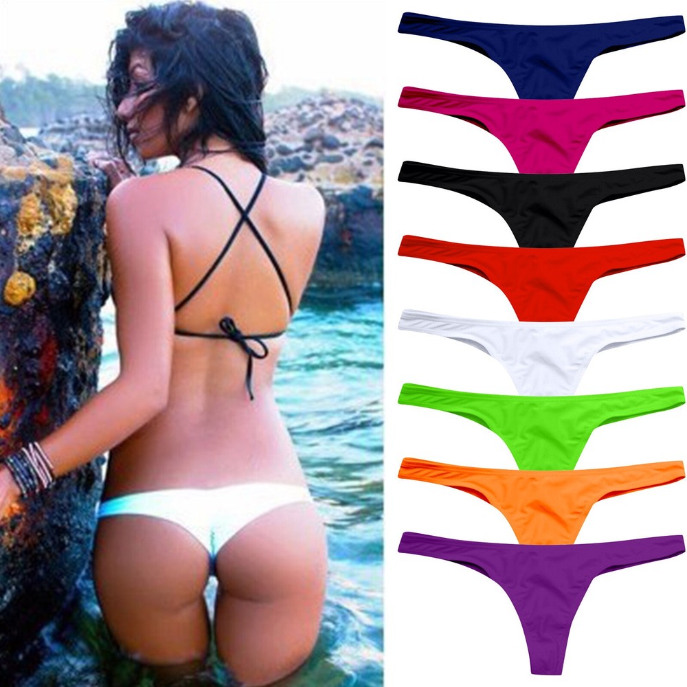 1-3pc Women Sexy Bikini Triangle Thong Bottom Brazilian V Cheeky Ruched Swimwear