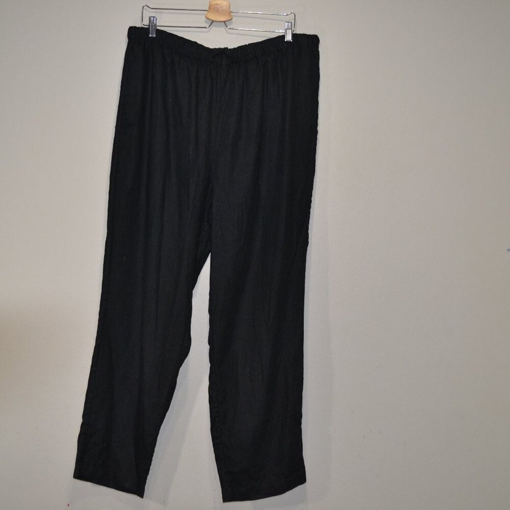 Orvis Linen Relax Fit Wide Leg Elastic Drawstring Waist Pullon 2 Pocket Women XL