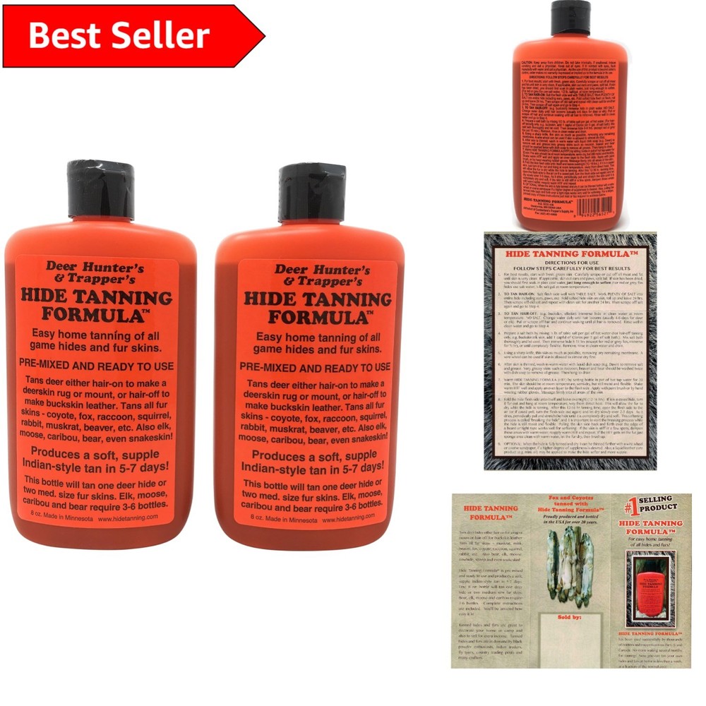 Organic Hide Tanning Solution - 2 Pack 8oz Bottles for Quick & Easy Tanning