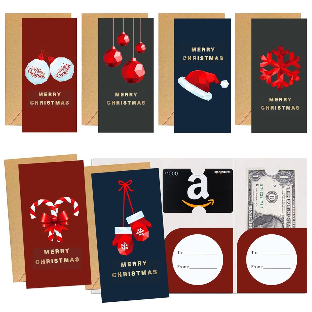 24PCS Christmas Greeting Cards with Money Holder for Holiday Festive Gifts