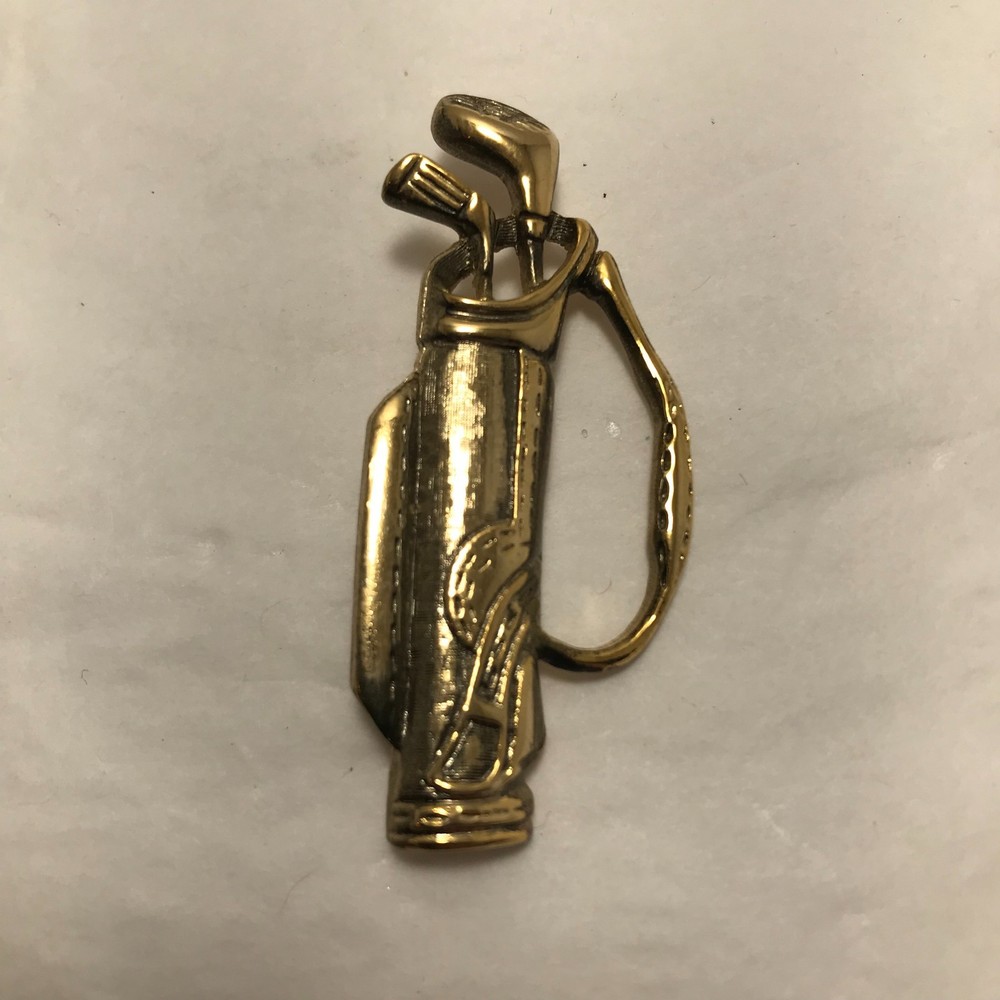 14kt Gold Plated Golf Bag Lapel Pin Brooch Vintage Estate Collectible Gift Boxed