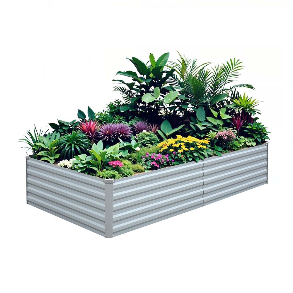 Raised Garden Bed 6x3x1.5FT - Galvanized Steel Planter for Outdoor Vegetables