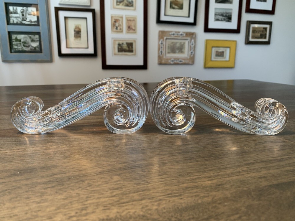 Pair Lenox Crystal Candle Holder Vintage Dual Candle Swirl Design Original