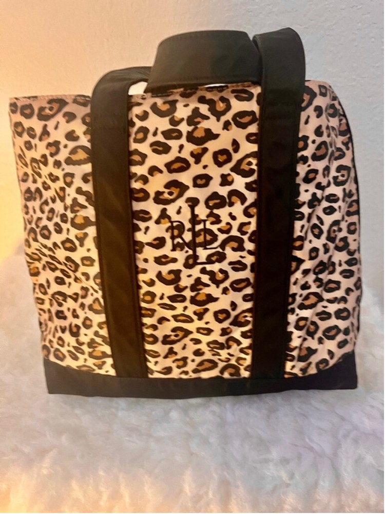 Lauren Ralph Lauren Medium Leopard Print Tote Travel Shopper Bag