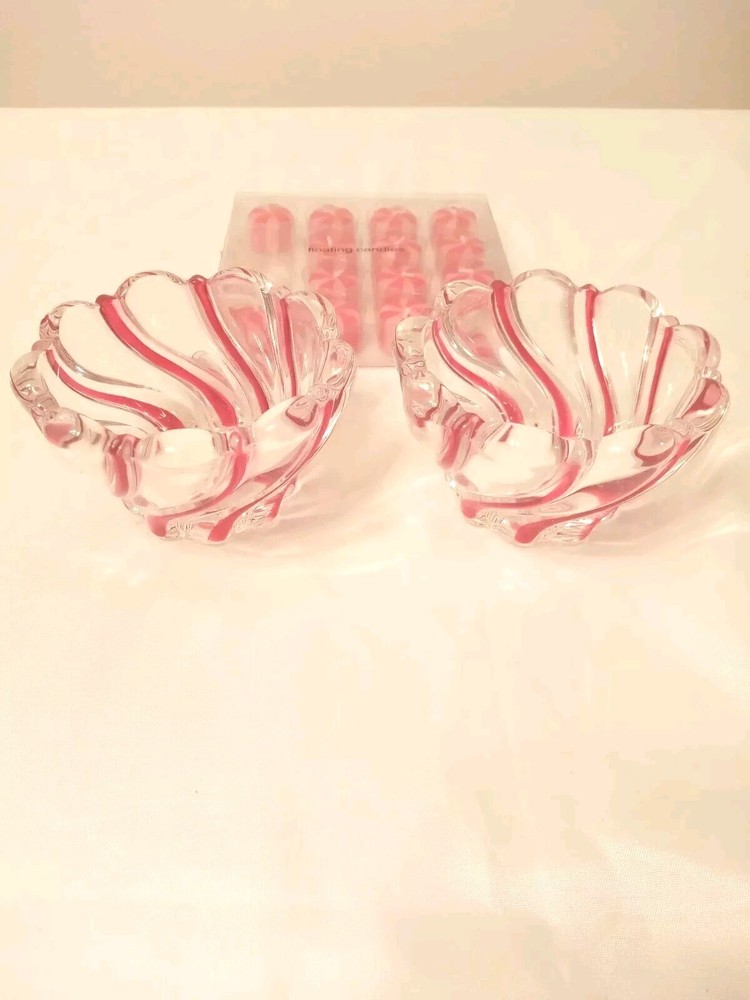 Holiday Peppermint Swirl 4 Inch Red Clear Votive Candle Set of 2