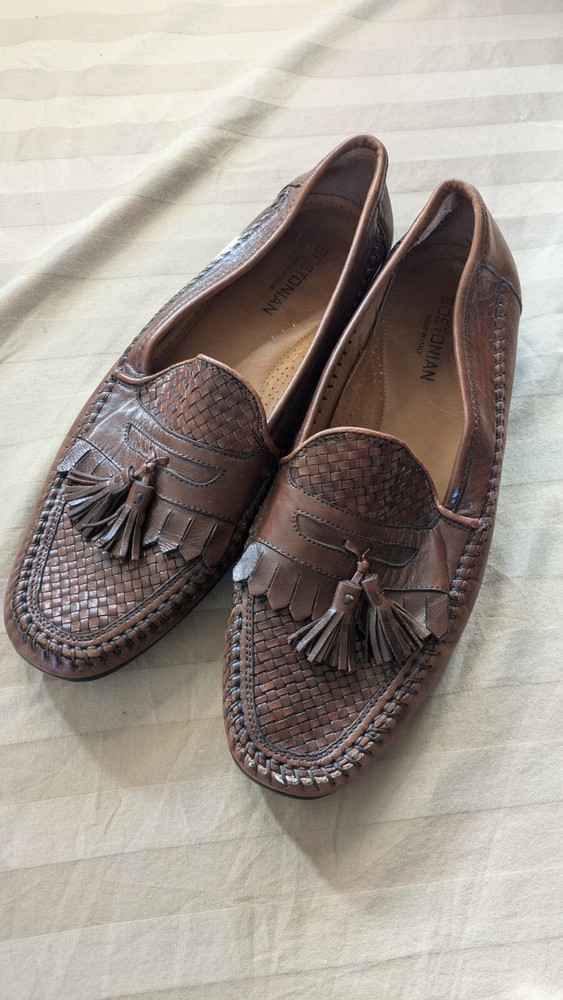 Bostonian Florentine Weave Tassel Loafers Brown Leather Men Shoes 9.5 Italy