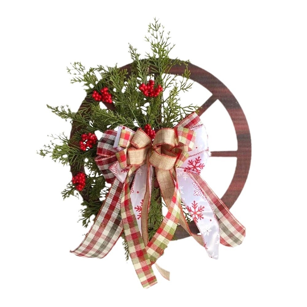 1 Piece Christmas Wreath Ornaments Roulette Shape Hanging Wooden C5L68812