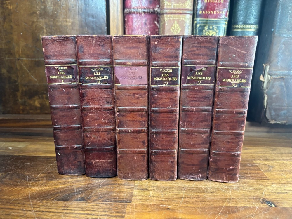 6 volume set of Les Misérables in French, Printed Circa. 1880