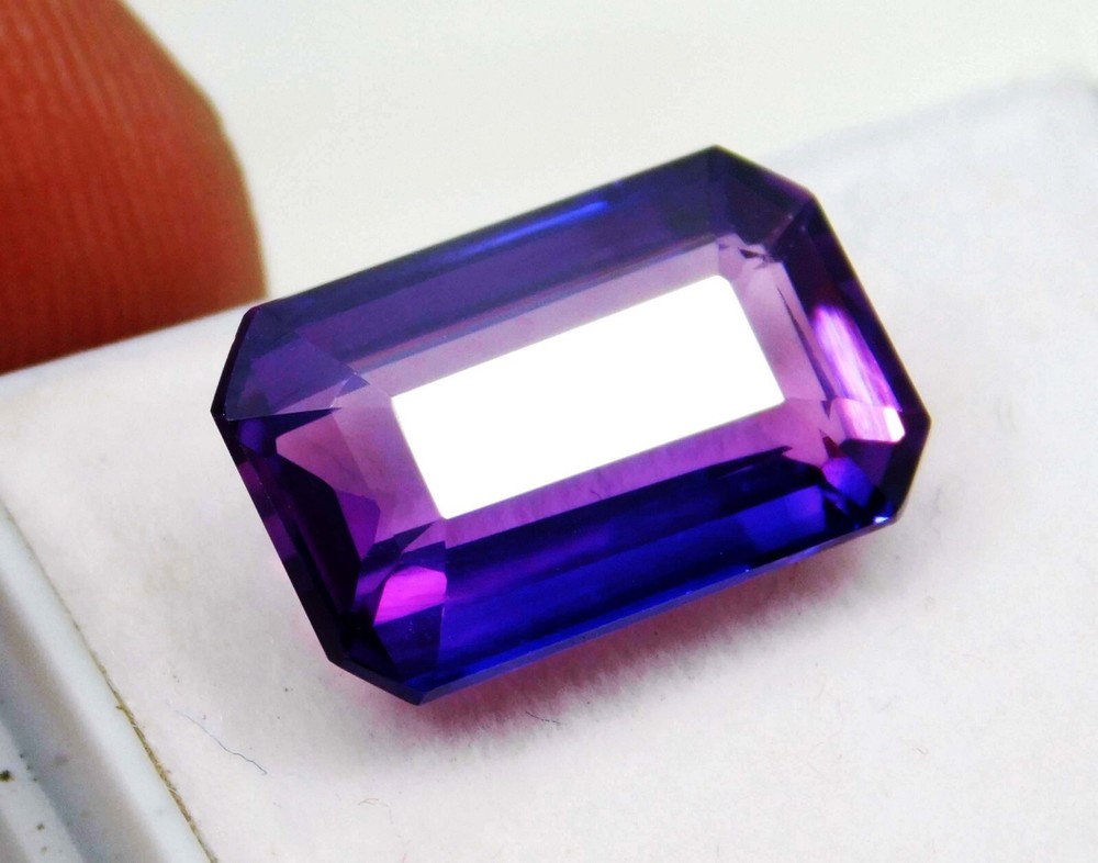 10.00 Ct Natural Certified Hackmanite Purple Emerald Cut Loose Gemstone Rare