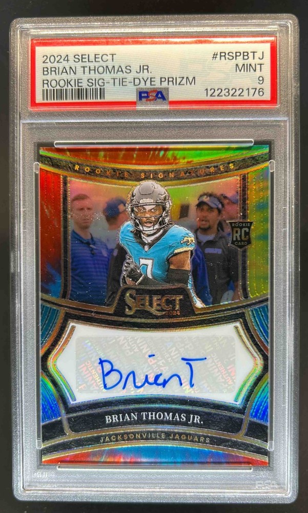 2024 Select Brian Thomas Jr. Rookie RC Tie-Dye Prizm Auto #/25 Jaguars PSA 9