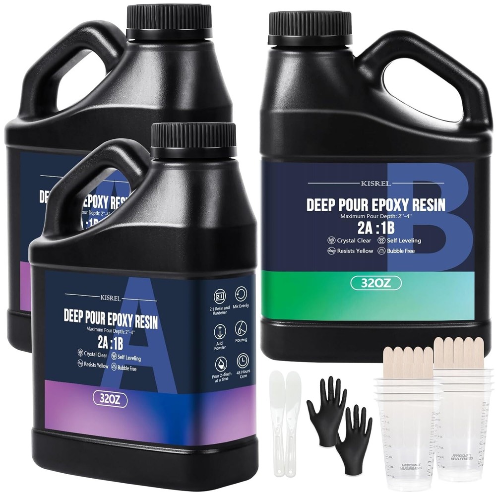 Deep Pour Epoxy Resin,  96OZ Resin Epoxy Kit (2:1) for 2-4 Inch  Pour Depths