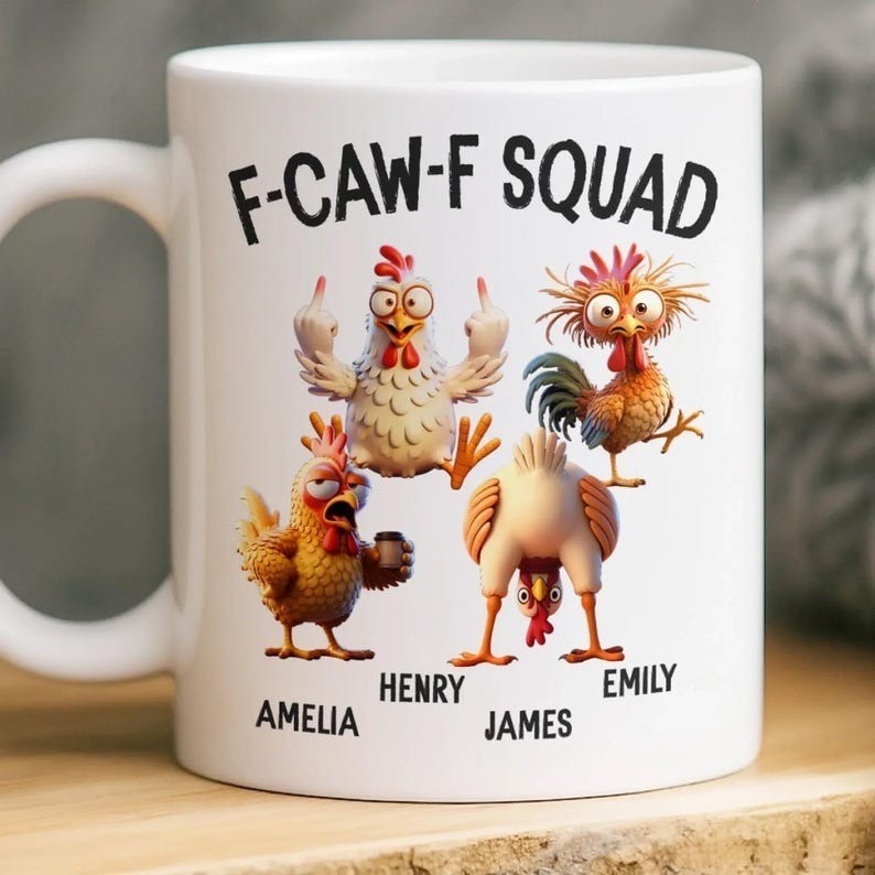 Custom Funny F-CAW-F Squad Coffee Mug, Christmas Gifts For Coworker, Office Mug