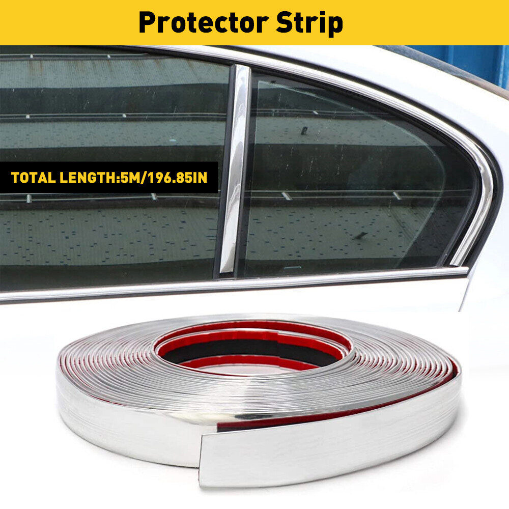 0.8INx16FT Door Window Guard Protector Universal Chrome Car Trim Strip Moulding