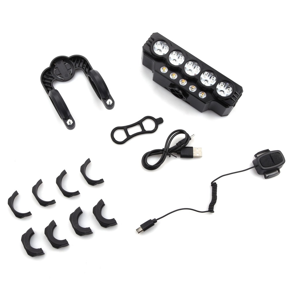 Waterproof Bicycle Headlight Solar USB C Charging Bike Light Battery Indicator