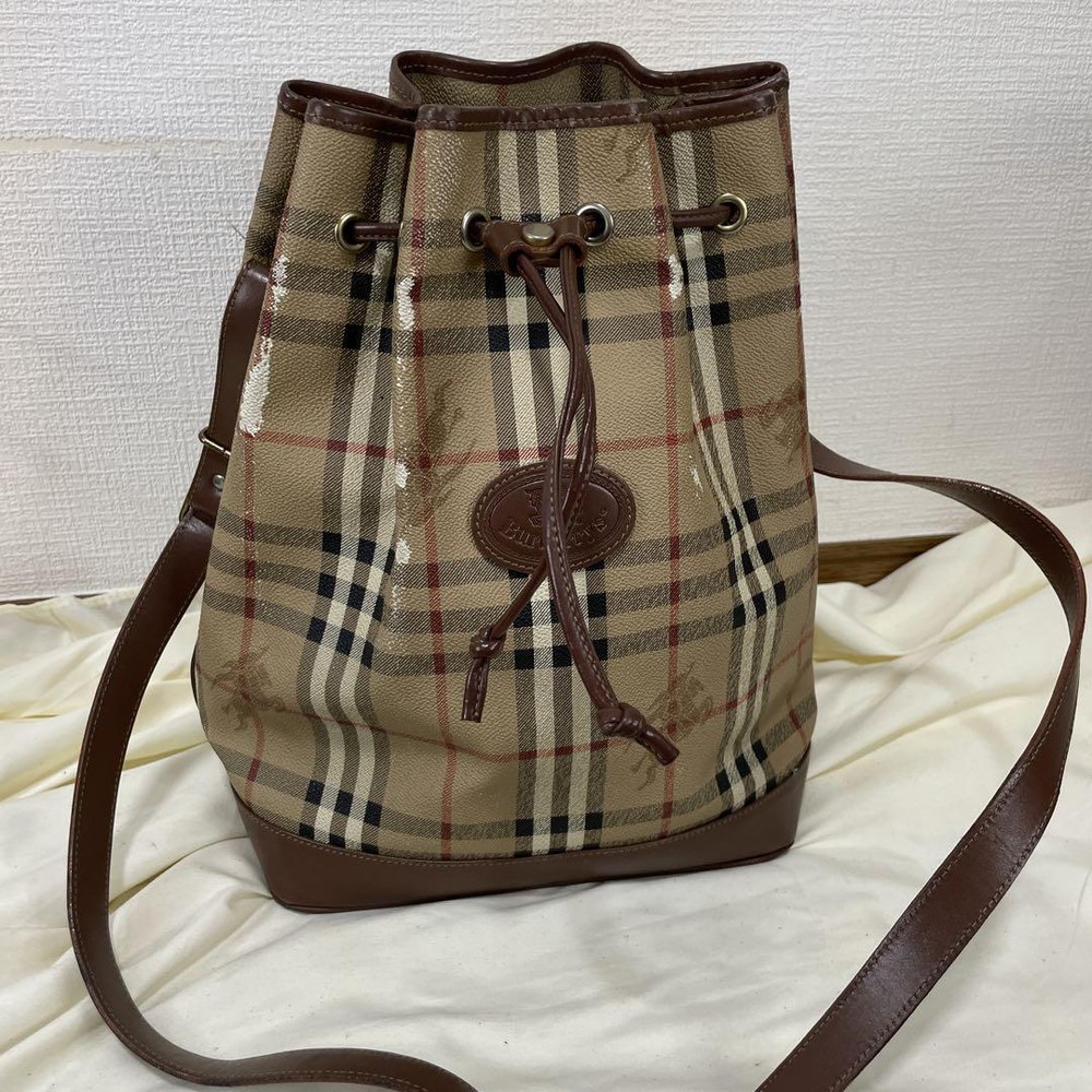 Burberry Shoulder Bag Nova Check PVC Beige Authentic F1105128