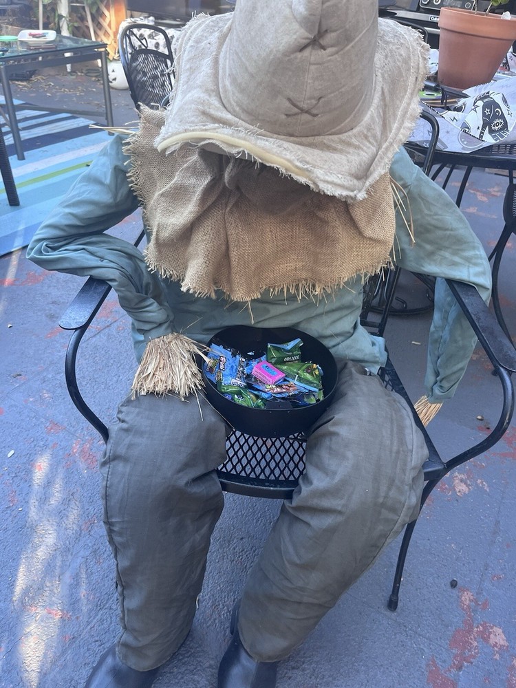 Halloween Animated Prop Sitting Scarecrow Animatronic Spirit Halloween--VIDEO!!!