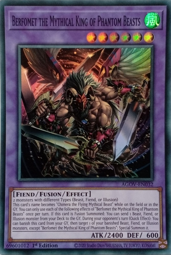 AGOV-EN032 Berfomet Mythical King of Phantom Beasts Super Rare 1st Edition YuGiOh Card