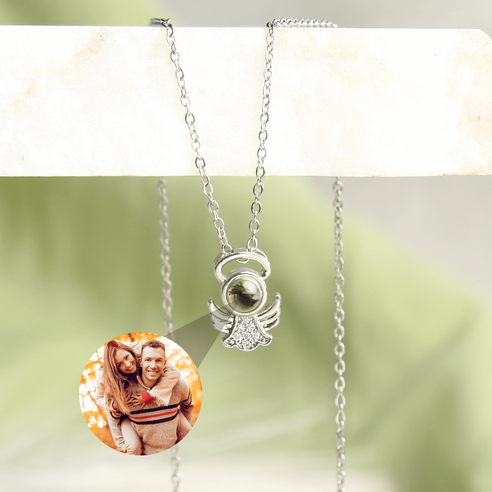 Personalized Angel Projection Photo Necklace • Anniversary Gift for Friend