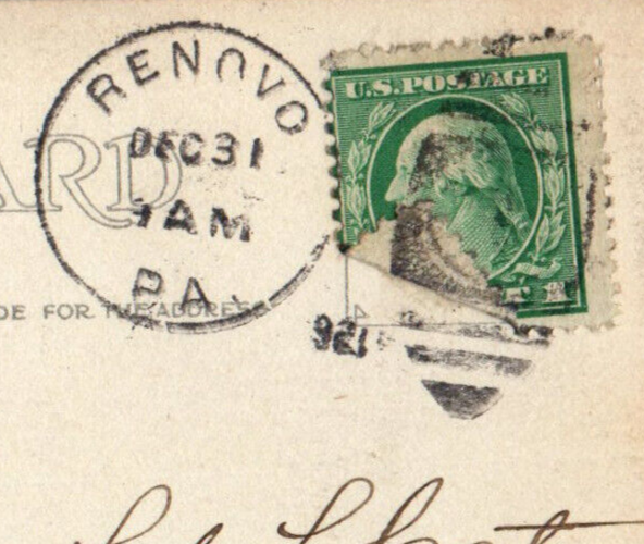 1921 Cordial Good Wishes New Year Greetings Renovo Pennsylvania PA Postcard-image