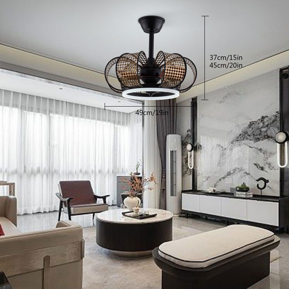 19-Inch Remote-Controlled Chandelier Ceiling Fan with Adjustable Height and Light