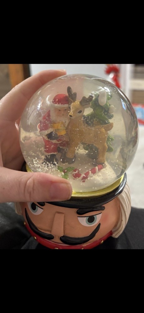 Christmas Snow Globe Nutcracker with Music and Swirling Lights