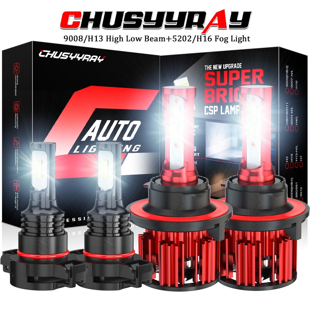 4x Combo 9008 5202 LED Headlight+Fog Light Bulbs For Jeep Patriot 2010-2017
